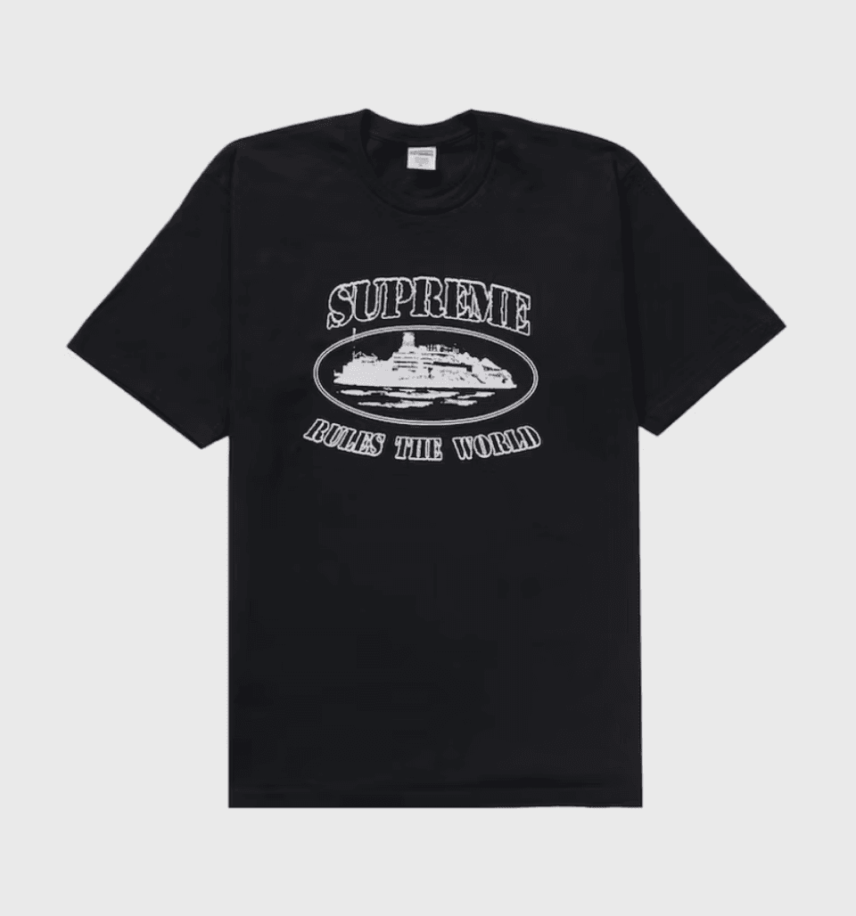 Rules The World Black Tshirt – Supreme x Corteiz
