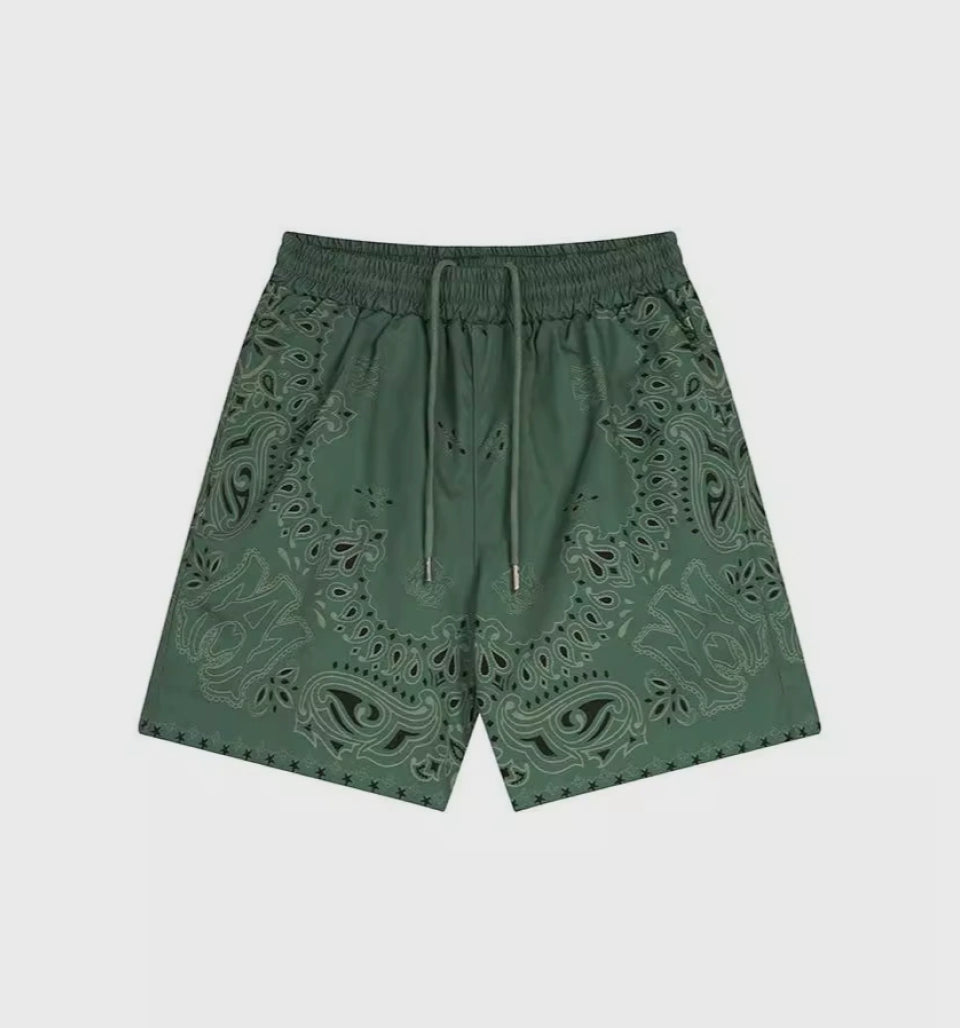 Cross-border Ethnic Flower Shorts ‘Green’ – Amiri