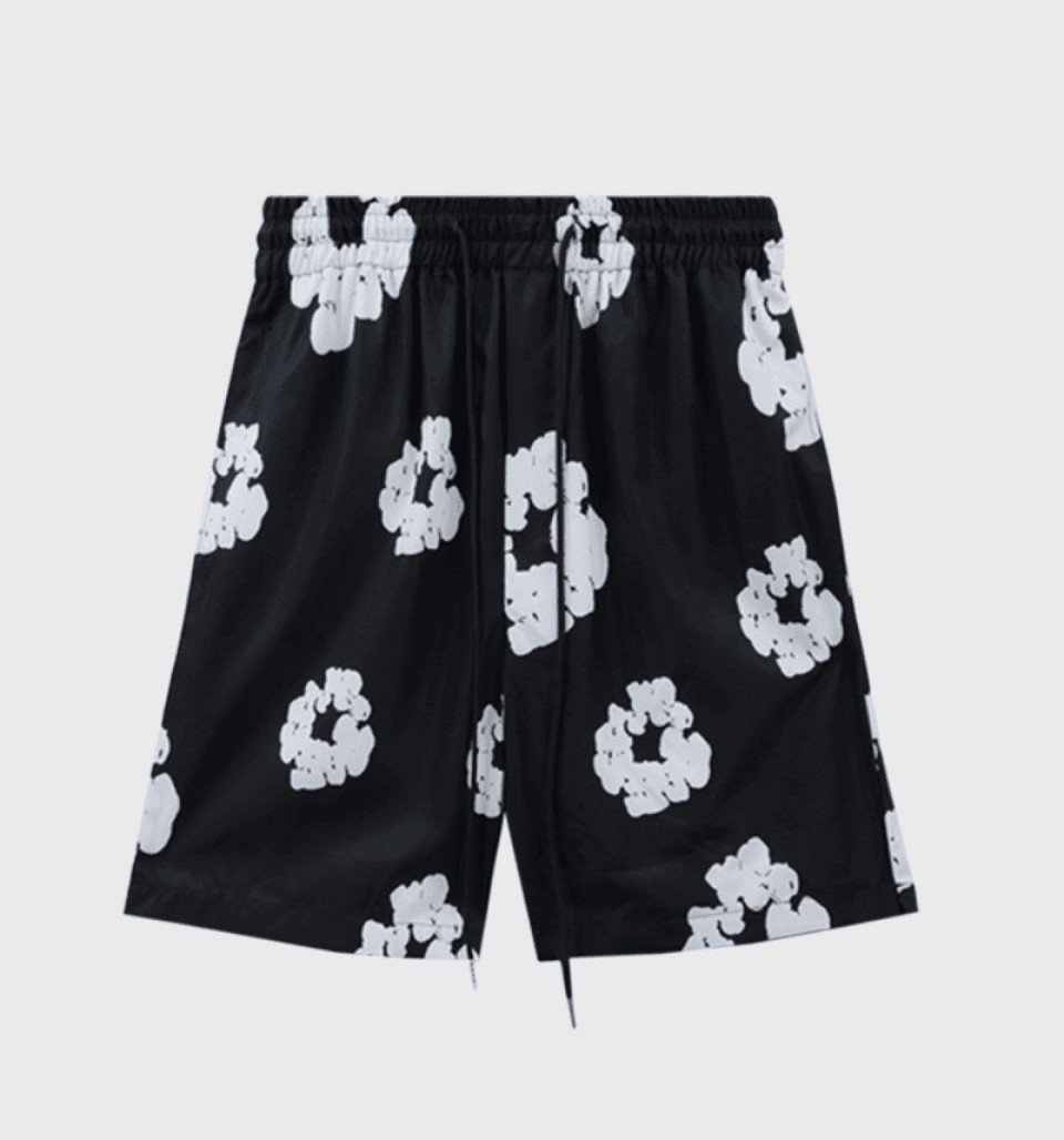 Foam Print ‘Black’ Shorts – Denim Tears