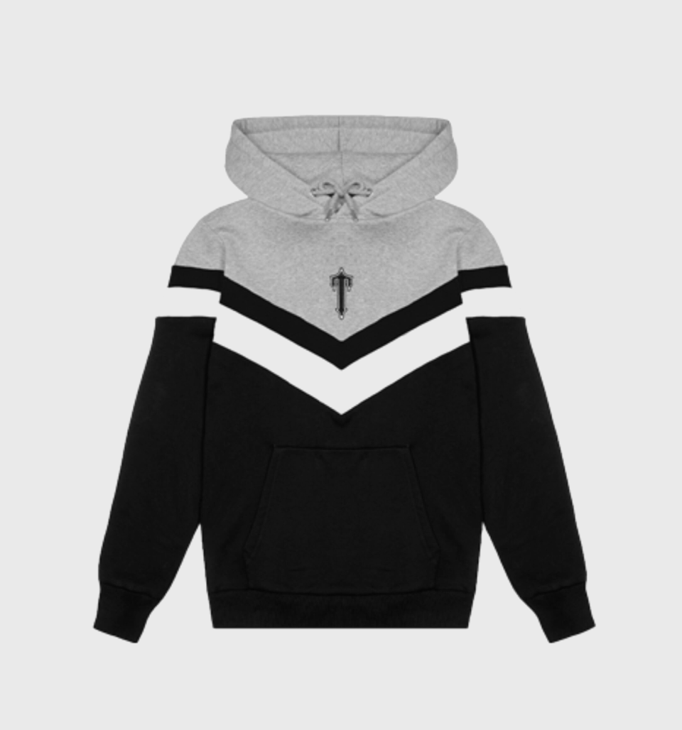 Moletom V Stripe Hoodie “Black/Gray” – Trapstar